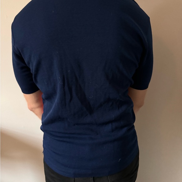 Navy and Red Striped Casual Button Down Shirt - Picture 2 of 2